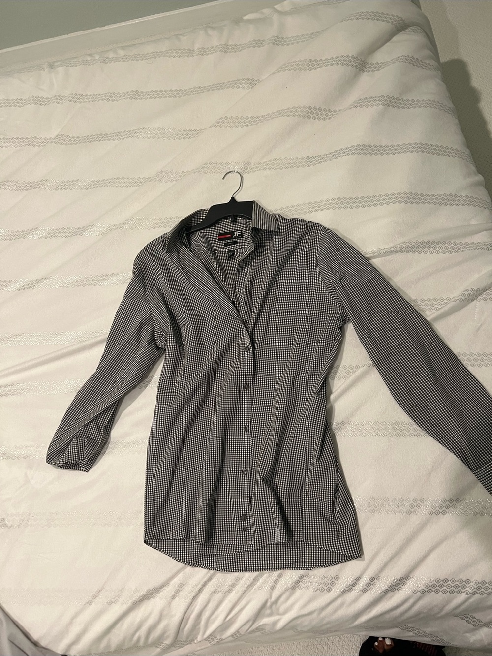 jf j.ferrar Black and White Micro-Check Dress Shirt